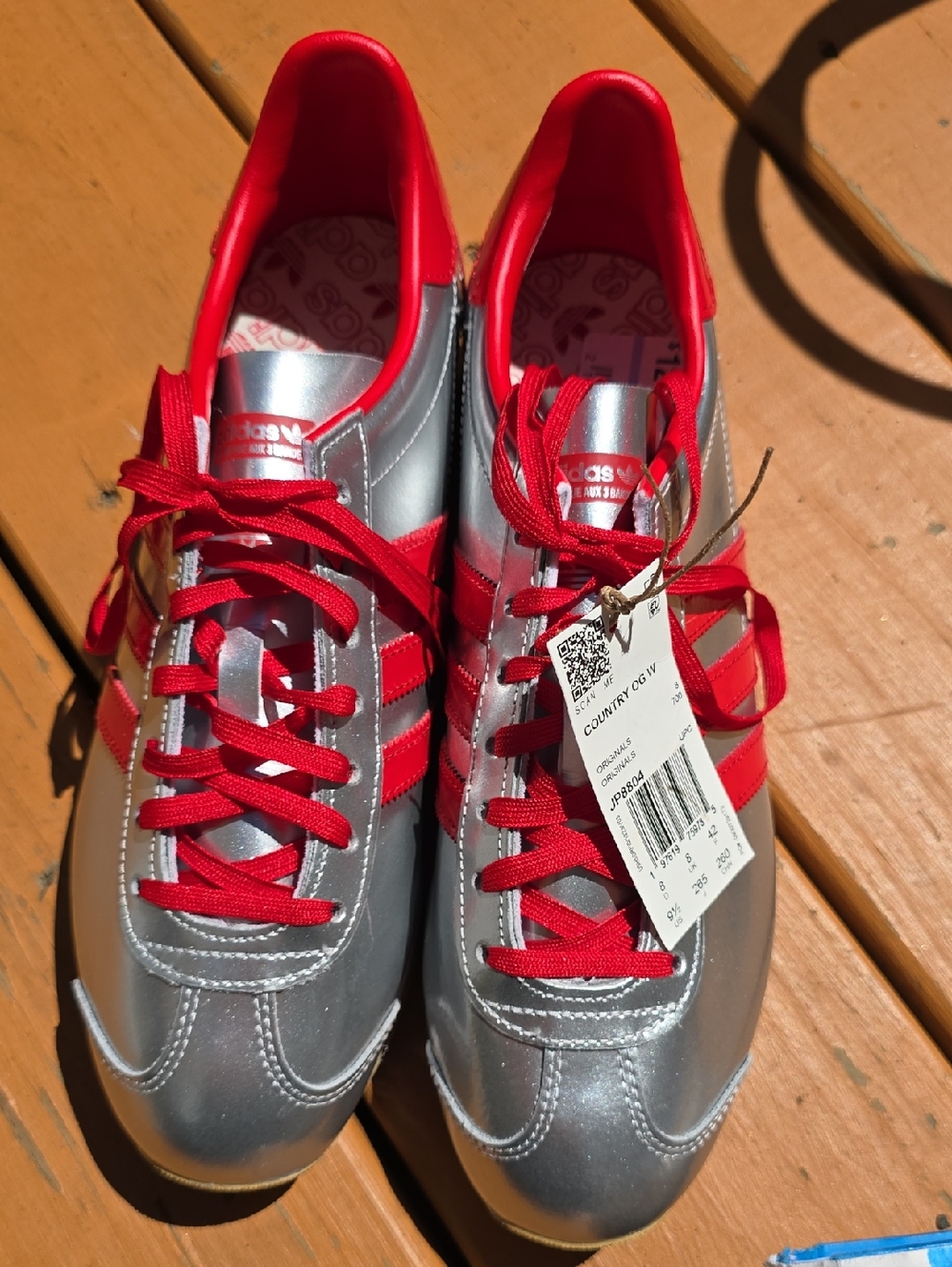 Addidas Country Og Womans Metallic & Red Sneakers - Picture 2 of 4